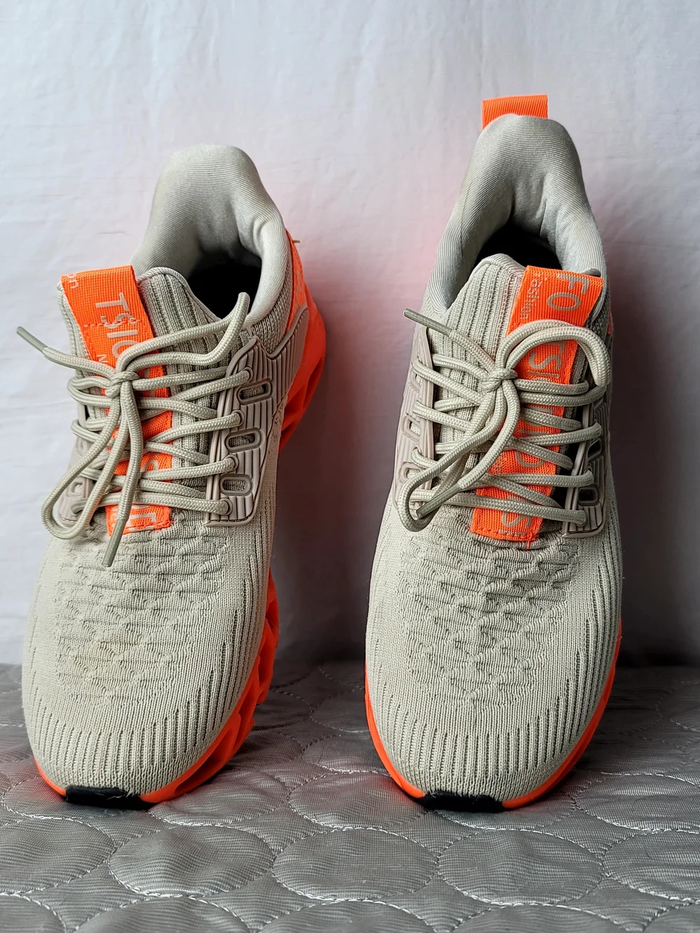 Men's Athletic Sneakers in Beige and Orange - Lightweight Performance